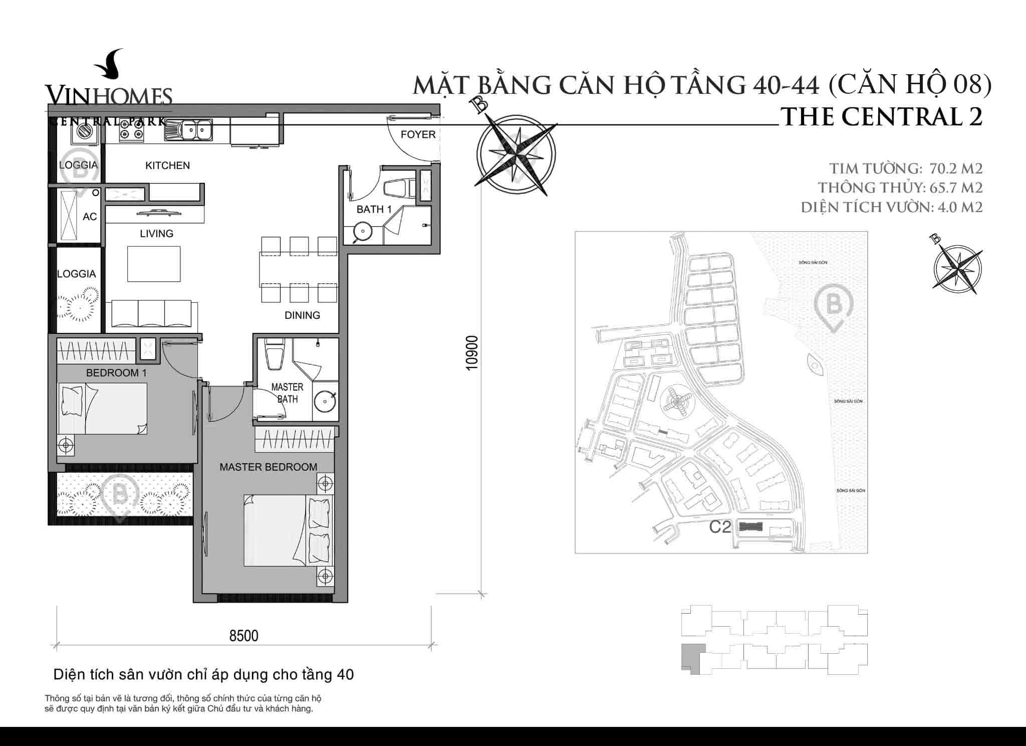 Layout C2-08 tầng 40-42 | Central 2 - Vinhomes Central Park