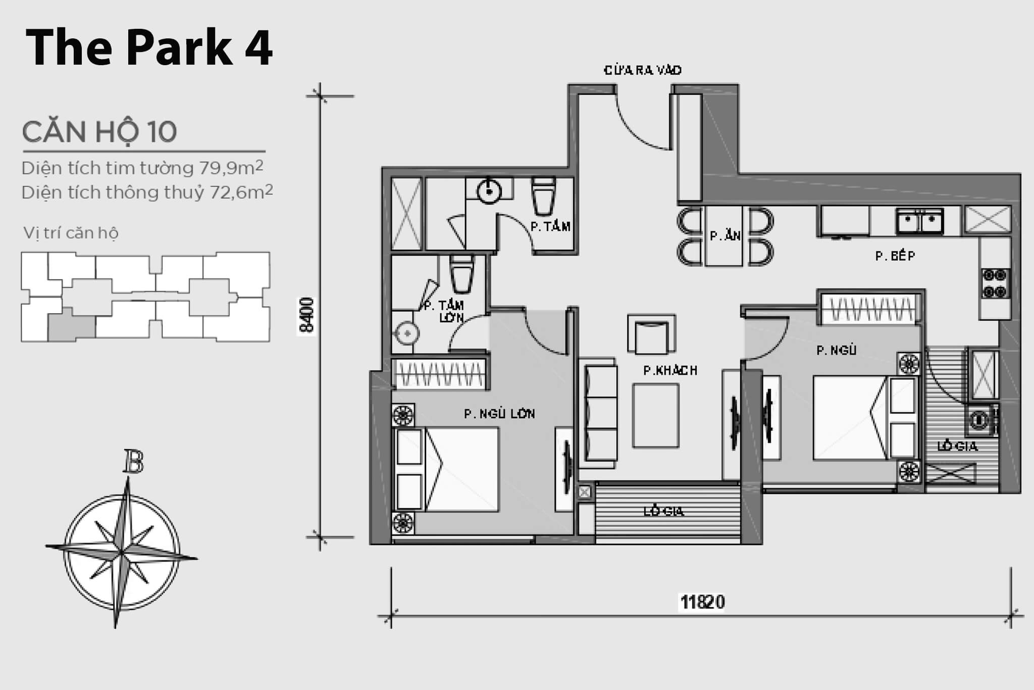 Layout căn hộ số 10 tòa The Park 4 - Mặt bằng Vinhomes Central Park