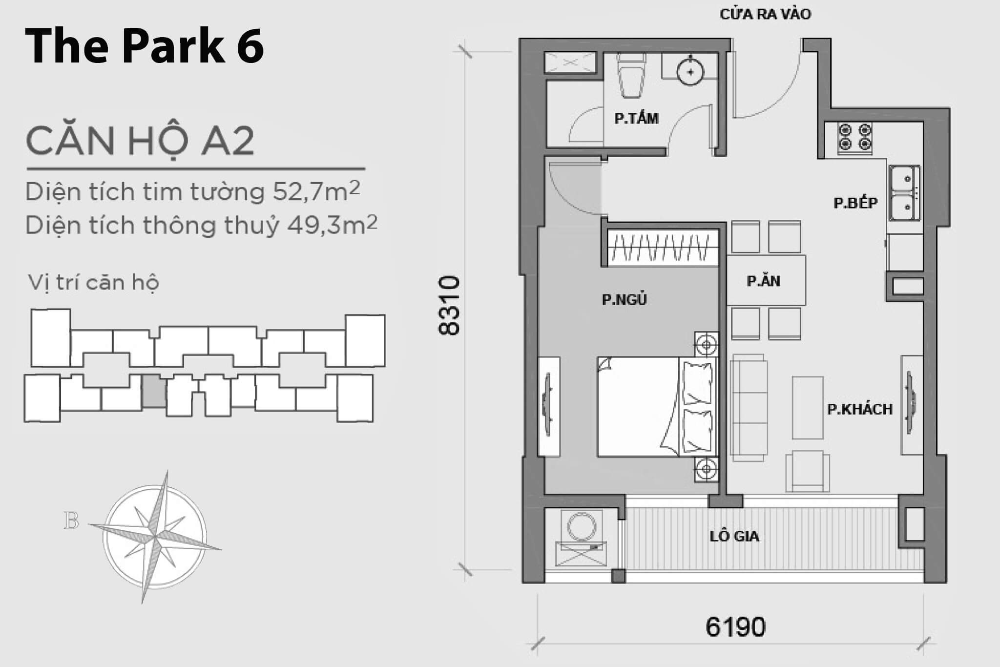 Layout căn hộ số 02 tòa The Park 6A - Mặt bằng Vinhomes Central Park