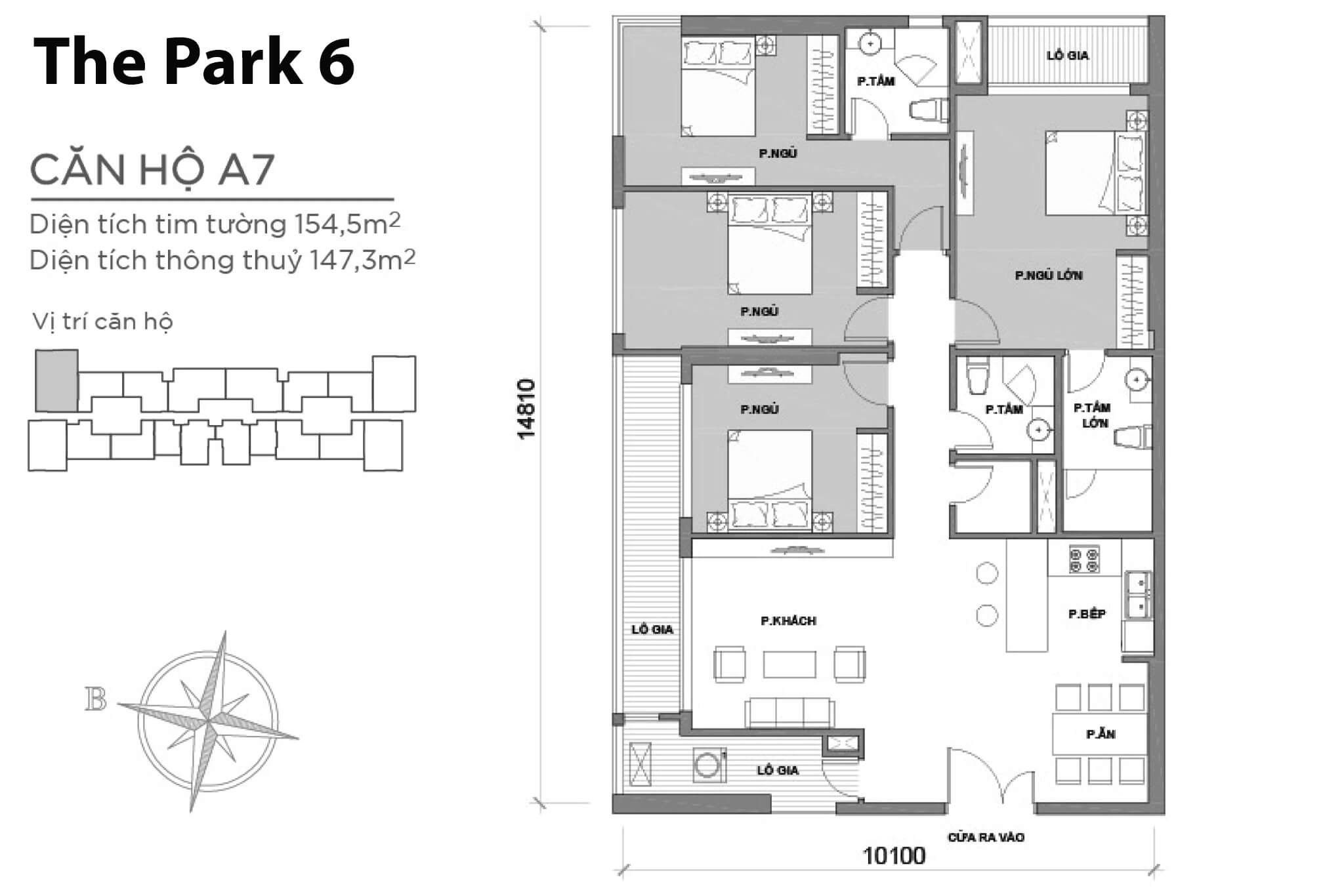 Layout căn hộ số 07 tòa The Park 6A - Mặt bằng Vinhomes Central Park