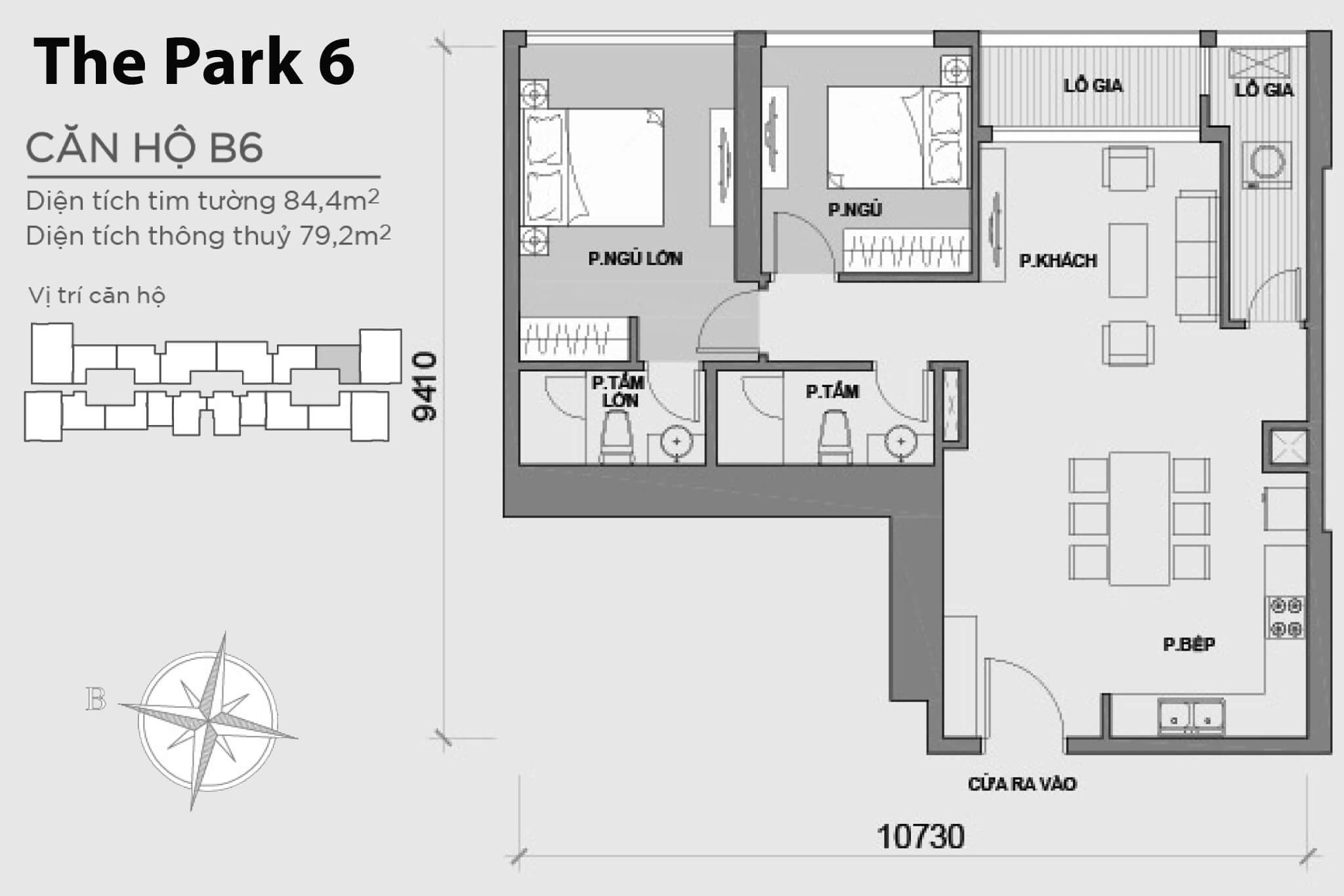 Layout căn hộ số 06 tòa The Park 6B - Mặt bằng Vinhomes Central Park