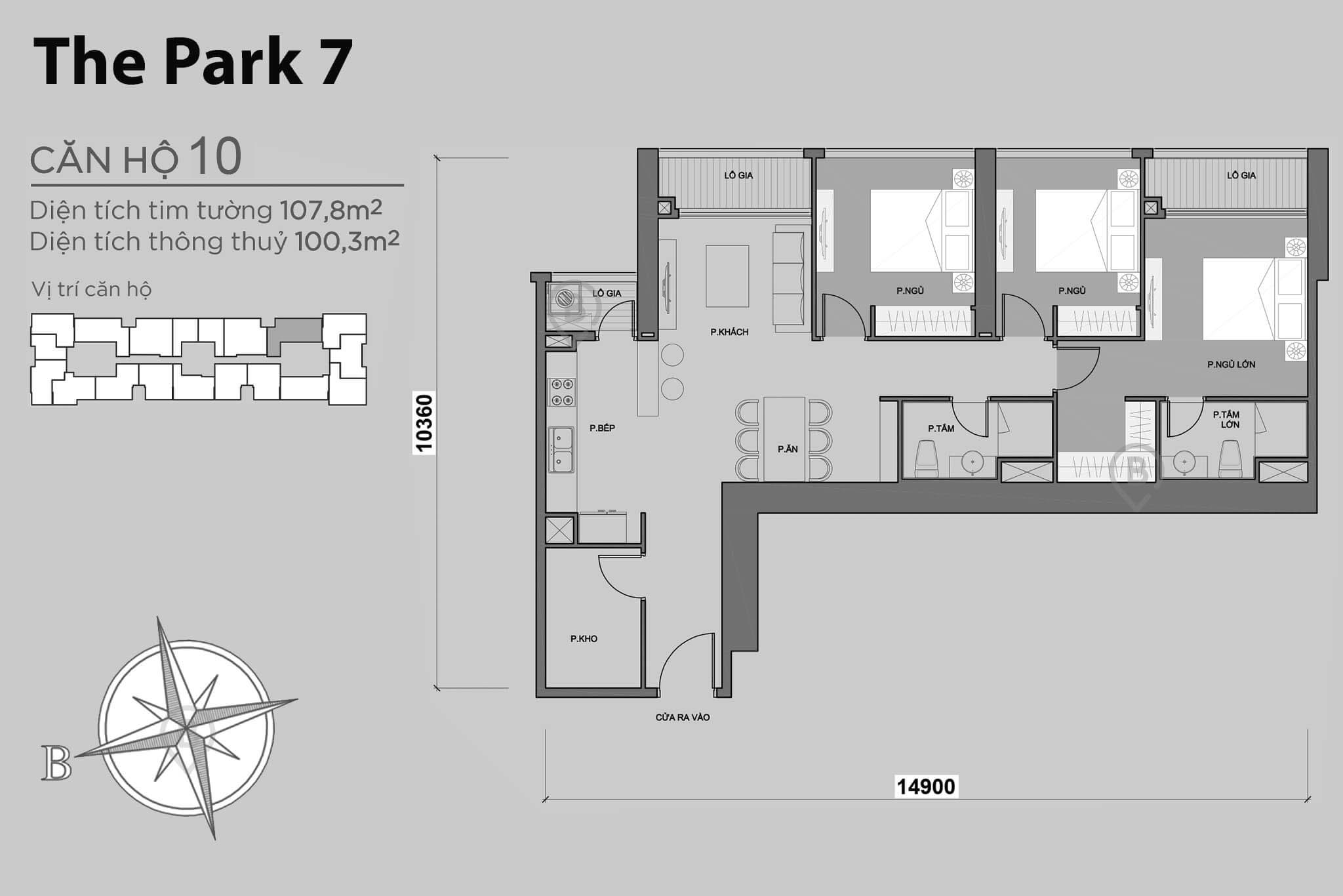 Layout căn hộ số 10 tòa The Park 7 - Mặt bằng Vinhomes Central Park