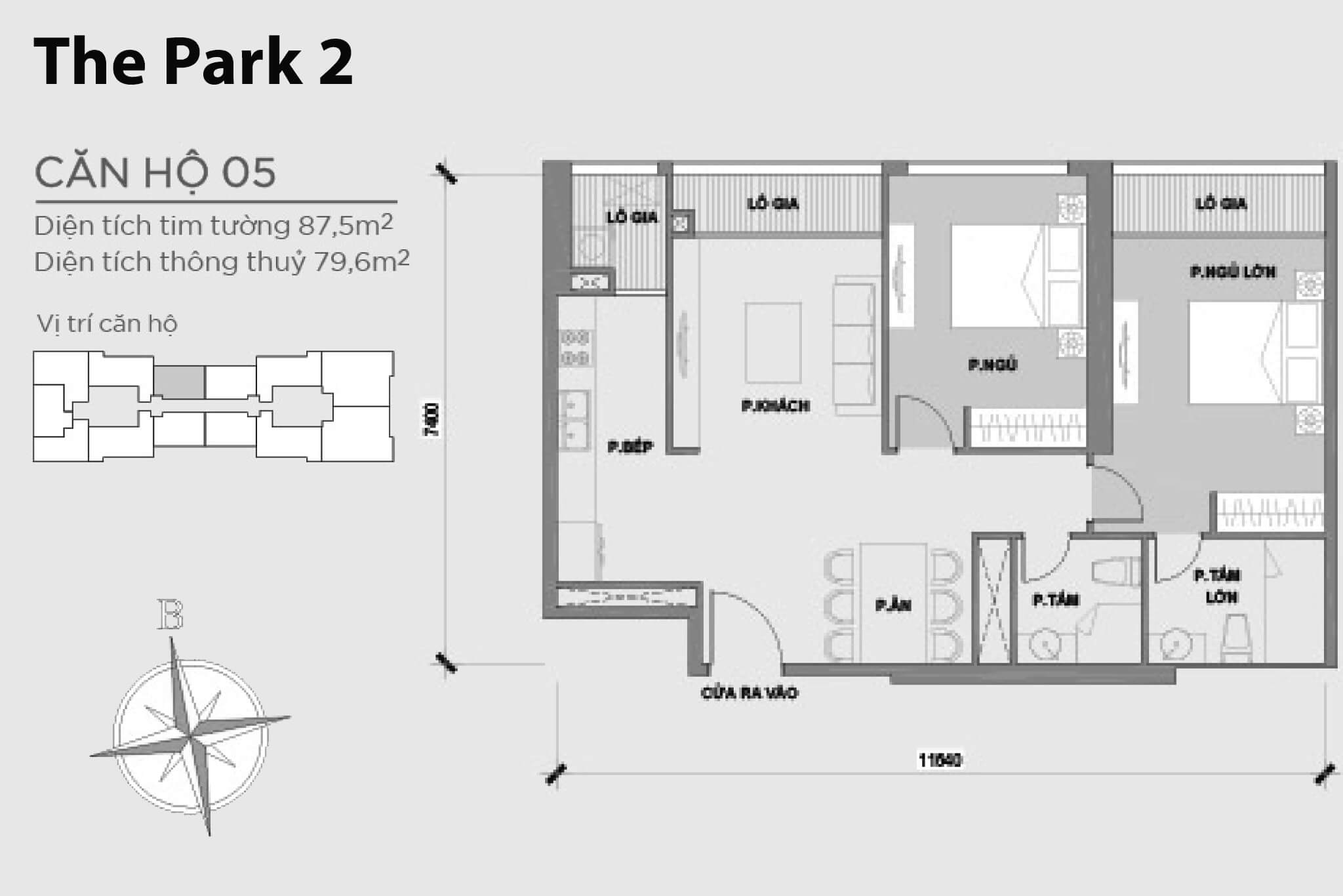 Layout căn hộ số 05 tòa The Park 2 - Mặt bằng Vinhomes Central Park